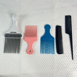 VTG 5pc Comb/Pick Set Cricket Conair Ace Hair Comb Pick Set Friction Free‎ Wide